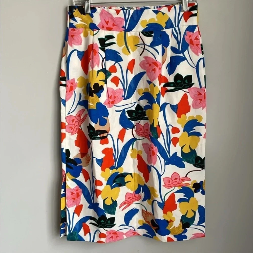 J crew size 0 Linen Blend Morning Floral‎ Midi Skirt Lined Spring Easter F2864